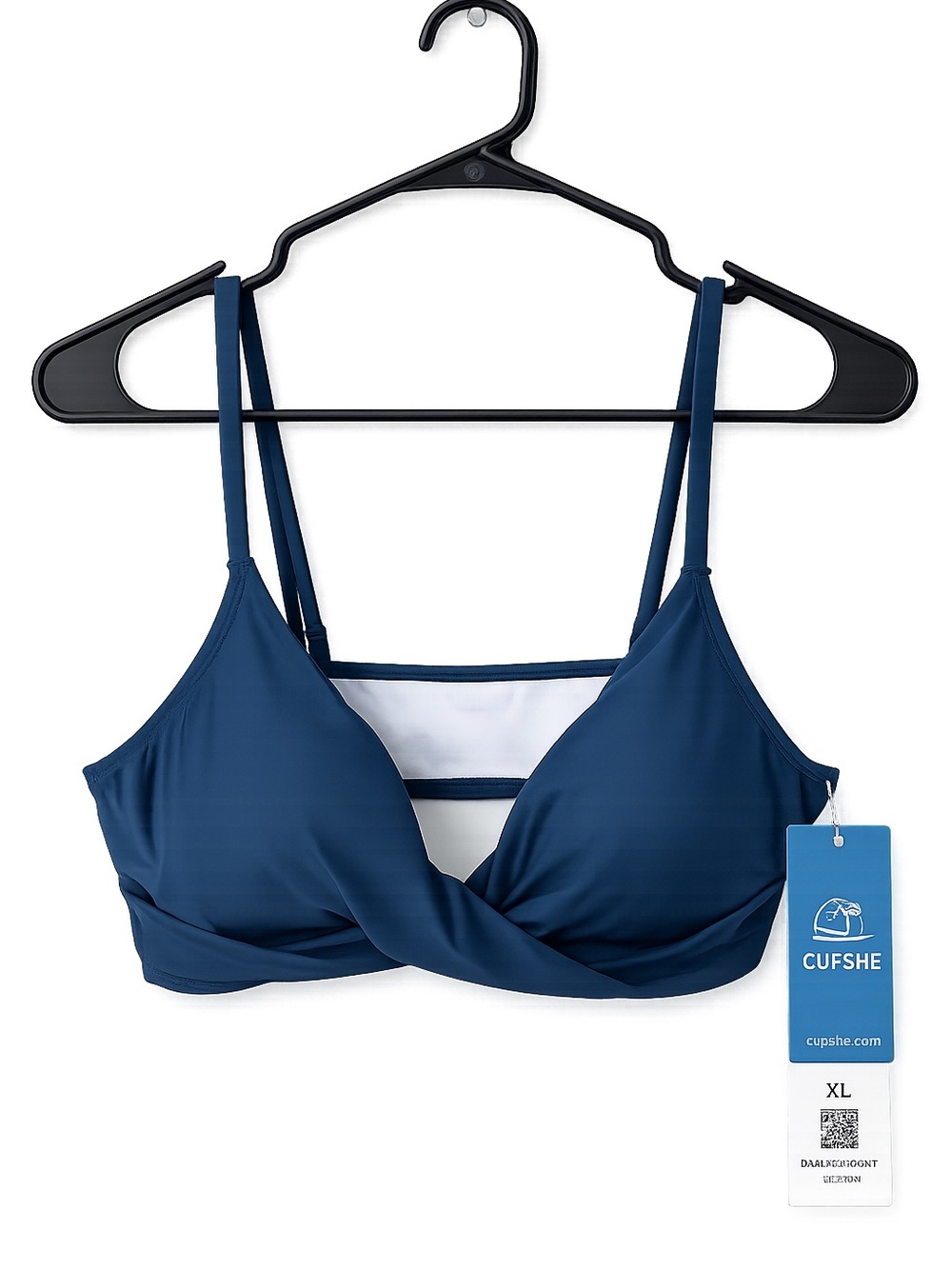 NWT Cupshe Navy Twist Front Bikini Top XL Adjustable Swim Top
